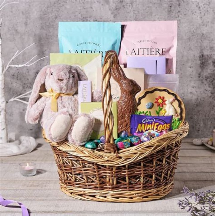 Colorful items in an Easter basket