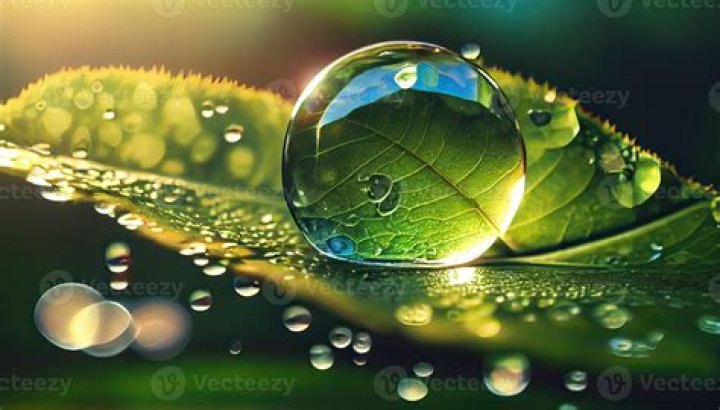 Morning droplets on the lawn