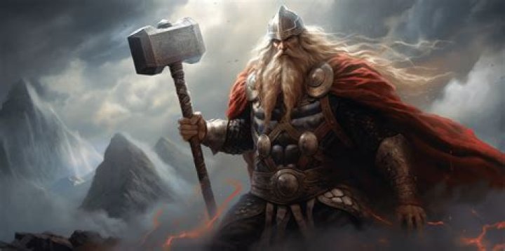 Norse god with a hammer