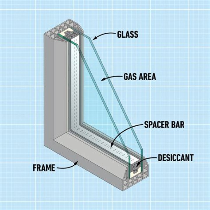Piece of glass attached to a window frame