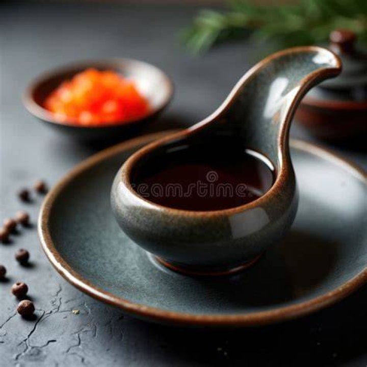 Sauce served in a ceramic boat