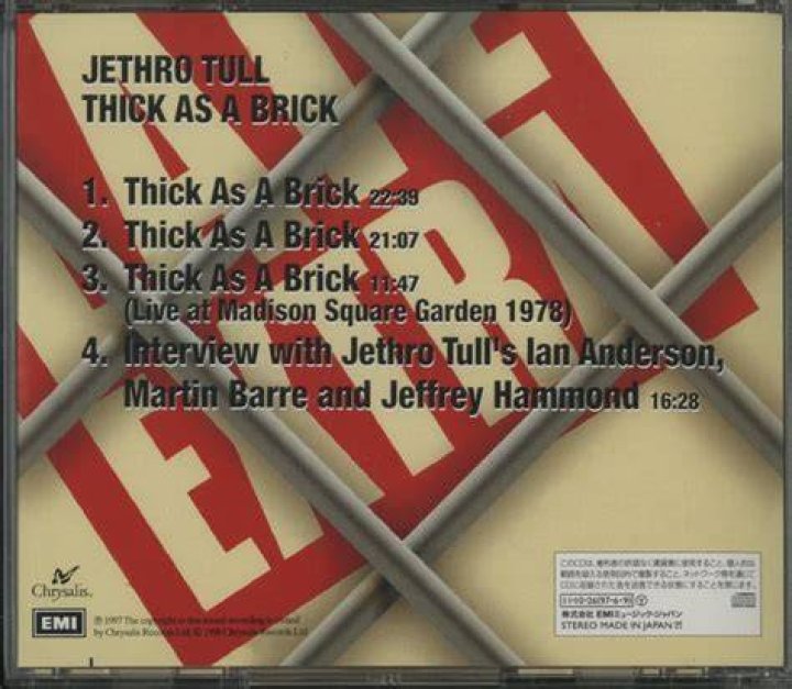 Thick ___ Brick (Jethro Tull album): 2 wds.