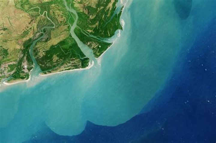 Where a river flows into a larger body of water